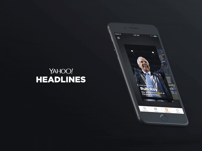 Yahoo Headlines app automation headlines interaction mobile news sports stories ui vertical video video yahoo