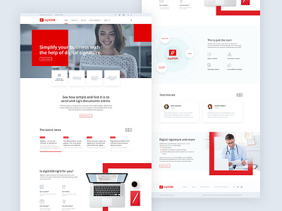 Digital signature homepage digital signature homepage landing red signature square web design website