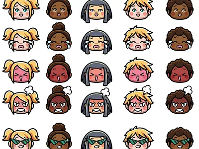 Icons characters charlotte gahmia cute icons illustrator manga vector vectoriel