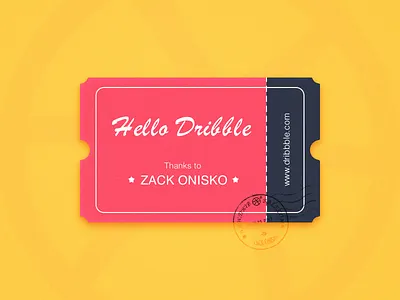 Hello Dribbble dribbble hello illustration postmarked ticket
