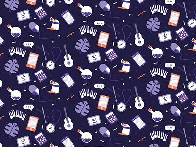 School Pattern calculator chemistry compass flat guitar illustration music nature pattern school technology violet
