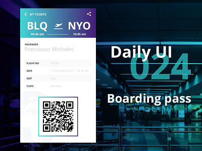 DailyUI #024 - Boarding Pass 024 blue boarding dailyui flight gradient pass purple