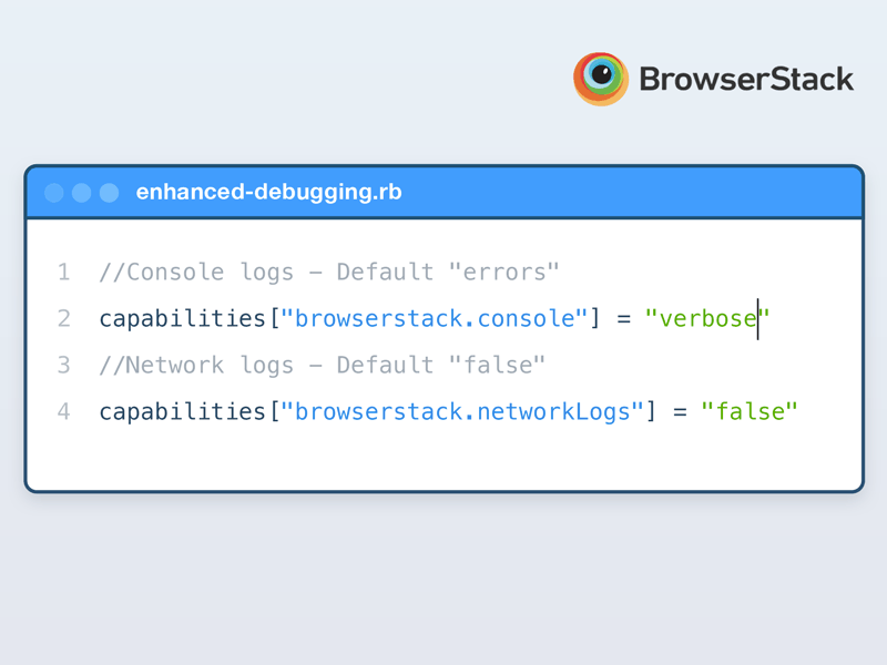Animated IDE browserstack code console editor ide logs testing