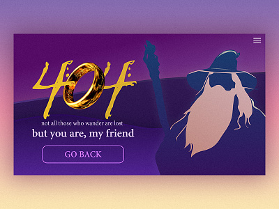Daily UI #008 - 404 page 008 404 challenge concept daily ui error page illustrator interface lords of the ring lost movie photoshop