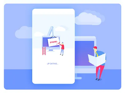 construction app blue build characters construction design hipster illustration interfacial team ui