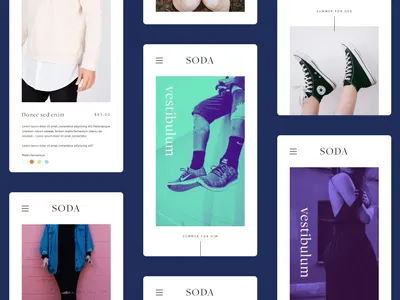 Soda app fashion minimal mobile screens ui ux