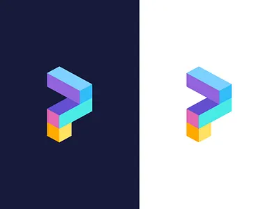 P / logo design abstract block bright build colorfull construction construction logo cube geometric logo mark p p logo shape symbol vector logo