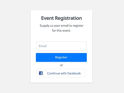 Event registration app card email facebook field login material pop up shadows ui ux web