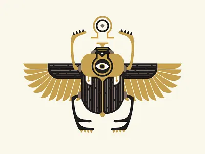 Scarab alchemy beetle black egyptian eye gig gold illustration lines poster scarab wings