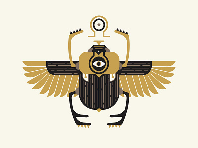 Scarab alchemy beetle black egyptian eye gig gold illustration lines poster scarab wings