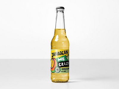 Jamaican Me Crazy Single Bottle beer bottle label lime mango mockup