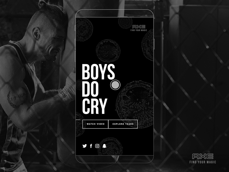 Axe - Boys Do Cry black and white clean design experience flat design gif interface microsite minimal ui design ux design web website