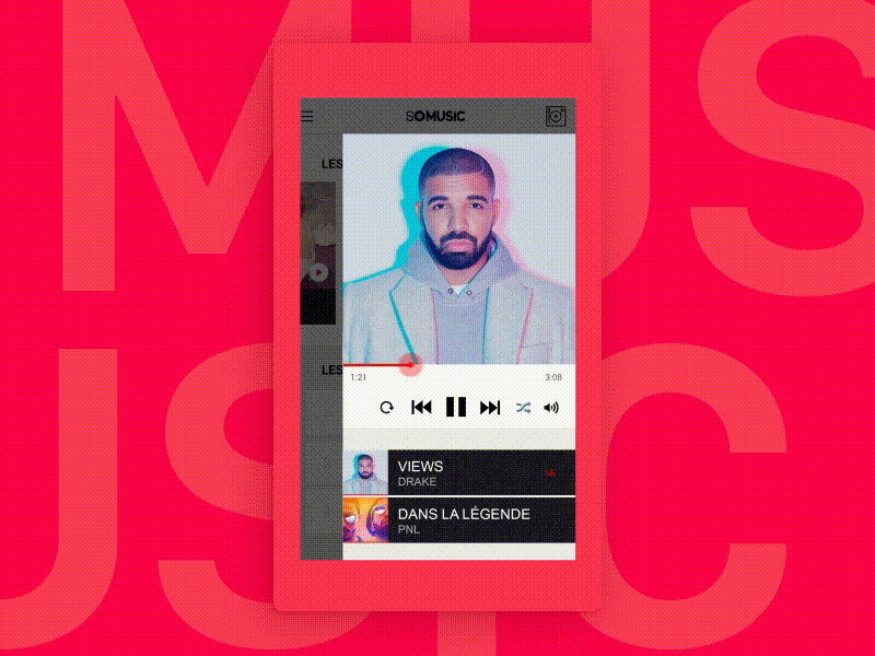So Music 🎵 app graphic design ios mobile motion music red romain sentenac ui ux