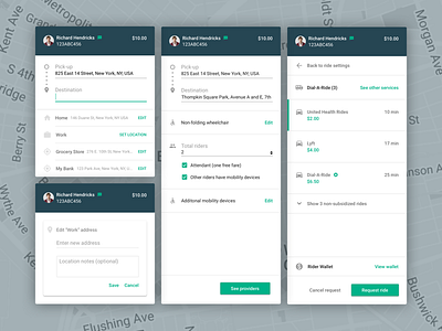 Ride Service: New Ride app dashboard directions drive map material request ride saas settings web website