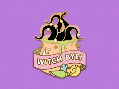 Witch Bye halloween lapel mermaid narwhal ocean tail witch