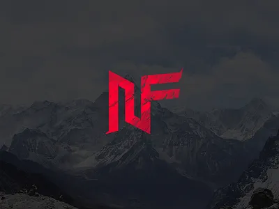 'NF' logo. branding logo logos monogram nf red rough