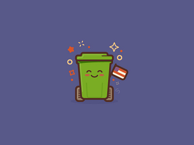 Scrappy 4th of July character design cute happy illustration kawaii mascot patriotic scrappy trashcan vector