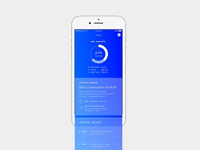 Workday dashboard ai app blue dashboard gradient graph iphone tasks time ui utilization work