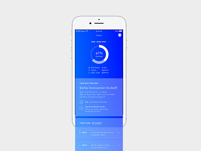 Workday dashboard ai app blue dashboard gradient graph iphone tasks time ui utilization work