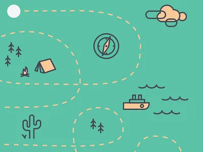 Software migration guide illustration camping clouds compass map migration trail