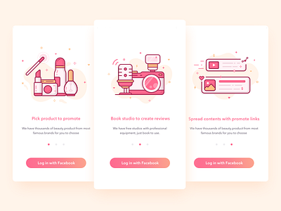 App Onboarding feminine girl icon illustration line pink ui