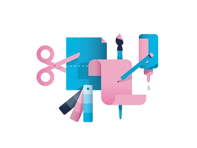 Creative Tools color creative glue graphic paintbrush paper pencil scissors shadow tools