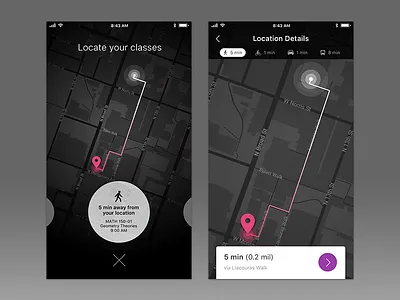 Locate Your Classes Concept mobile design product design ui design ux design visual design