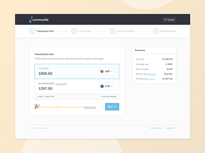 Transaction UI calculator foreign exchange transaction