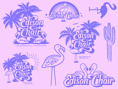 Flamingo band cactus desert flamingo florida illustration logo periwinkle pink rainbow summer