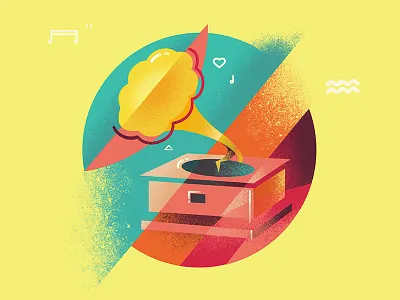 Please Don't Stop the Music art deco illustration music noise retro texture vintage