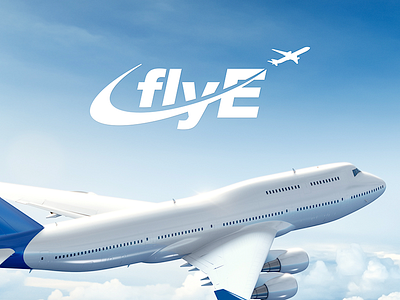 FlyE Logo Design airline brand clouds fly jet logo mark plane sky travel wings