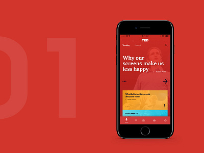 01. TED debut design figma ios iphone mobile red redesign ted ui