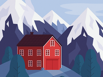 Mountain House barn building house illustration landscape mountain mountains nature norway scandinavian mountains vector vector house