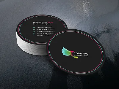 Circle Business Card black business card circle mockup round