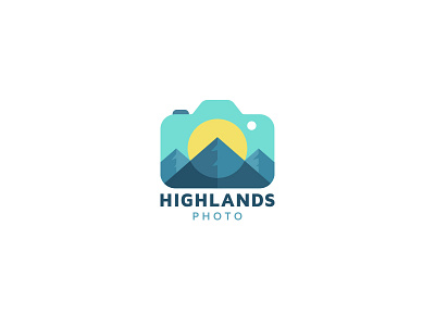 Highlands Photo camera creative flat foto logo mountain photo photography