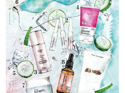 The Beauty Effect 'Skin Glow' #2 adobe photoshop beauty fresh illustration mixed media pencil product illustration water