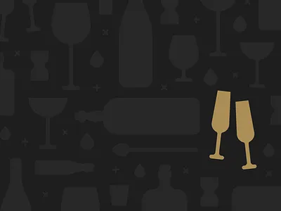 Barback App Brand Elements alcohol black bottle champagne cheers coupe dark gold illustration pattern spoon subtle