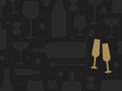 Barback App Brand Elements alcohol black bottle champagne cheers coupe dark gold illustration pattern spoon subtle