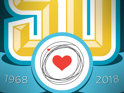 Anniversary graphic 50 blue crest