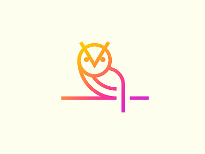 Owlie animal bird gradient icon line art logo mark owl stroke wise