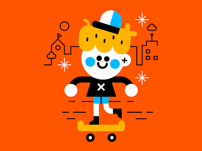 He was a sk8er boi character cute kids skate vector