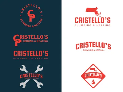 Cristello's Plumbing Logo Options 1color boston branding lettering logo logos ma massachusetts mikemerrilldesign plumber plumbing typography