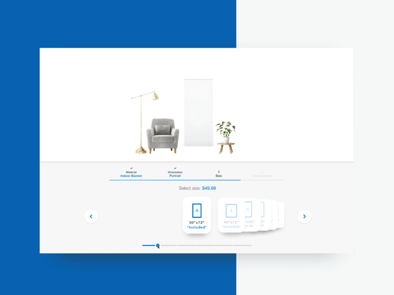 Banner Configurator: Size banner configurator debut principle product size slider ui