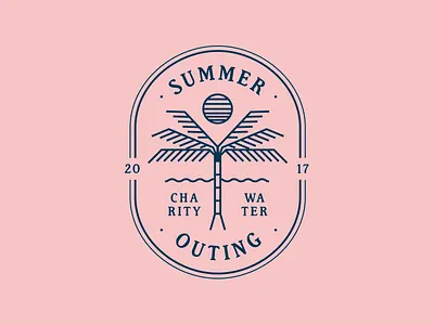 Summer Outing 80s badge mark ocean outing palm summer sun tree type