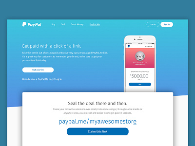 [Daily UI 003] - Paypal.Me Landing Page gradient landing page paypal redesign ui ux web design