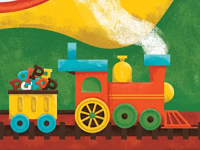 Train brush cart hills illustration p pastel train vector wheels