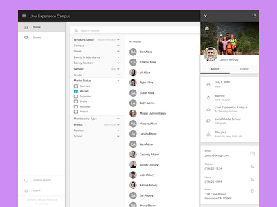 People Search advanced church family filters material people profiles search