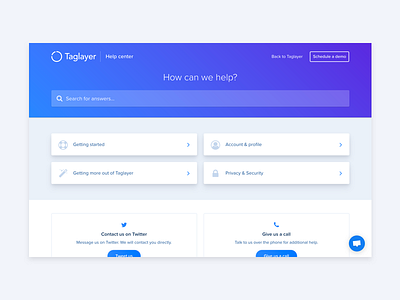 Taglayer - Help Center admin customer customer support helpdesk landing support ui