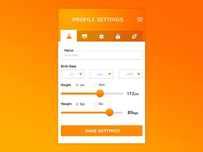 DailyUI #007 - Settings dailyui dailyui 007 fitness app profile settings settings