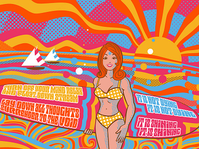 Psychedelic 60s Beach 2 60s beach design digital art hector guerrero illustration psychedelic retro modern vector art